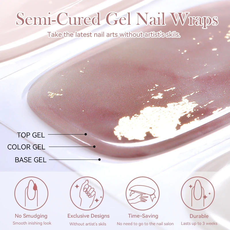 20 Tips Gradient French Semi-Cured Gel Nail Sticker