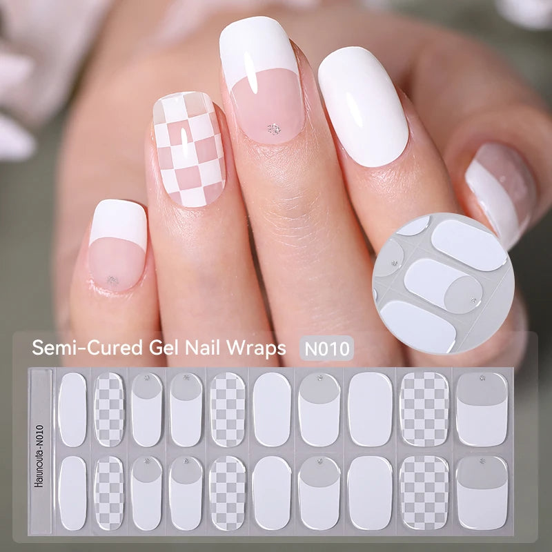 20 Tips Gradient French Semi-Cured Gel Nail Sticker